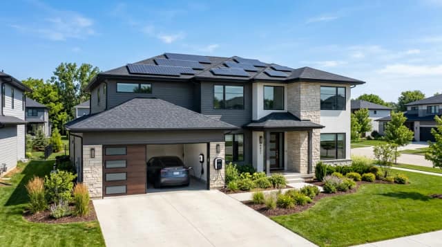 Güneş panelli modern ev